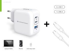 ALTHEA17W 3-Port 67W GaN USB-PD-Ladegerät mit USB-C-Ladekabel, USB-C x 2, USB-A x 1, QC 3.0, PPS
