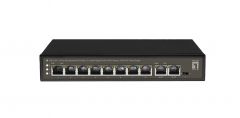 FGP-1031 Switch PoE Fast Ethernet a 10 porte, 2 x Uplink Gigabit RJ45, 8 uscite PoE, budget di potenza PoE 120W