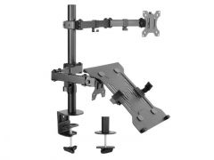 650119 13"-32" Articulating Dual Arm Monitor Laptop Desk Mount Bracket