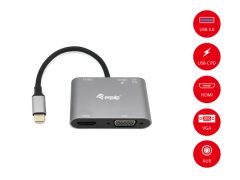 133483 USB-C 5 in 1 Multifunctional Adapter, HDMI, VGA (HD15), PD 100W, USB3.0, AUX