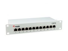 208014 12-Port Cat.6 Shielded Patch Panel, 10", Light Grey