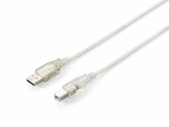 128651 USB 2.0 Type A to Type B Cable, 3.0m , Transparent Silver