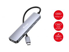 133499 USB-C 6-in-1 Multifunktionaler Adapter, HDMI 4K/60Hz, USB 3.2 Gen2 x 4 (10Gbps), 100W USB PD