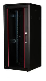 Equip Dynamic Flex 19" Free Standing Network Cabinet, 26U, 600x600mm, with Glass Door, Removable and Lockable Panels, Assembled, RAL9005 Black