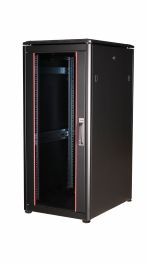 Equip Dynamic Flex 19" Free Standing Server Cabinet, 26U, 600x800mm, with Glass Door, Removable and Lockable Panels, Assembled, RAL9005 Black