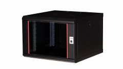 Equip Pro Mount 19" Netzwerkschrank für Wandmontage, 07HE, 600x600mm, mit Glastür, abnehmbare und abschließbare Paneele, montiert, RAL9005 Schwarz