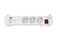 245556 3-Outlet Clamp Power Strip with 3 x USB (2C + 1A)