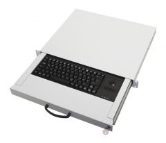 260611 Cajón para teclado de 19" con teclado DE + Trackball, gris claro RAL7035