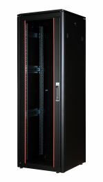 Equip Dynamic Flex 19" Free Standing Network Cabinet, 36U, 600x600mm, with Glass Door, Removable and Lockable Panels, Assembled, RAL9005 Black