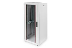 Equip Basic Flex 19" Free Standing Network Cabinet, 26U, 600x600mm, with Glass Door, Removable and Lockable Panels, Assembled, RAL7035 Grey