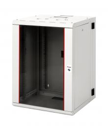 Equip Pro Mount 19" Netzwerkschrank für Wandmontage mit zwei Sektionen, 16HE, 600x600mm, mit Glastür, abnehmbaren und verschließbaren Paneelen, montiert, RAL7035 Grau