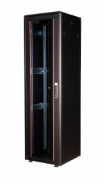 Equip Dynamic Flex 19" Free Standing Network Cabinet, 42U, 600x600mm, with Glass Door, Removable and Lockable Panels, Assembled, RAL9005 Black