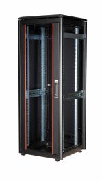 Equip Dynamic Flex 19" Free Standing Network Cabinet, 32U, 600x600mm, with Glass Door, Removable and Lockable Panels, Assembled, RAL9005 Black