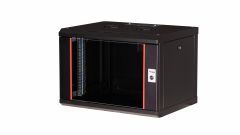 Equip Pro Mount 19" Netzwerkschrank für Wandmontage, 07HE, 600x450mm, mit Glastür, abnehmbare und abschließbare Paneele, montiert, RAL9005 Schwarz