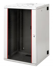 Equip Pro Mount 19" Netzwerkschrank für Wandmontage mit zwei Sektionen, 20HE, 600x600mm, mit Glastür, abnehmbaren und verschließbaren Paneelen, montiert, RAL7035 Grau