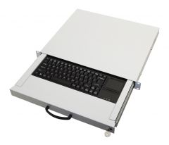 261611 Cajón para teclado de 19" con teclado US + panel táctil, gris claro RAL7035