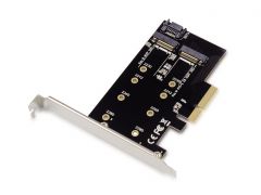 EMRICK04B 2-in-1 M.2 PCIe Card, M.2 SATA x 1, M.2 NVMe x 1