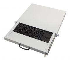 261612 Cajón para teclado de 19" con teclado DE + panel táctil, gris claro RAL7035