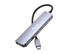 133499 USB-C 6 in 1 Multifunctional Adapter, HDMI 4K/60Hz, USB 3.2 Gen2 x 4 (10Gbps), 100W USB PD