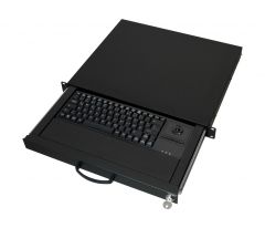 260621 Cajón para teclado de 19" con teclado DE + Trackball, negro RAL9005