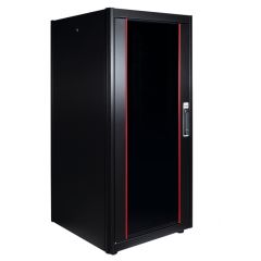 Equip Basic Flex 19" Free Standing Network Cabinet, 22U, 600x600mm, with Glass Door, Removable and Lockable Panels, Assembled, RAL9005 Black
