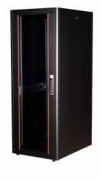 Equip Basic Flex 19" Freistehender Serverschrank, 32HE, 600x800mm, mit Glastür, herausnehmbare und abschließbare Paneele, montiert, RAL9005 Schwarz