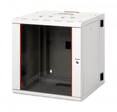 Equip Pro Mount 19" Netzwerkschrank für Wandmontage mit zwei Sektionen, 12HE, 600x600mm, mit Glastür, abnehmbaren und verschließbaren Blenden, montiert, RAL7035 Grau