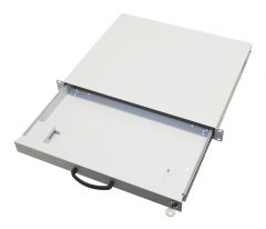 260410 Cajón vacío de 19" para teclado/ratón telescópico y con cerradura, 1U, gris claro RAL7035