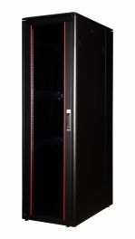 Equip Dynamic Flex 19" Free Standing Server Cabinet, 42U, 600x1000mm, with Glass Door, Removable and Lockable Panels, Assembled, RAL9005 Black